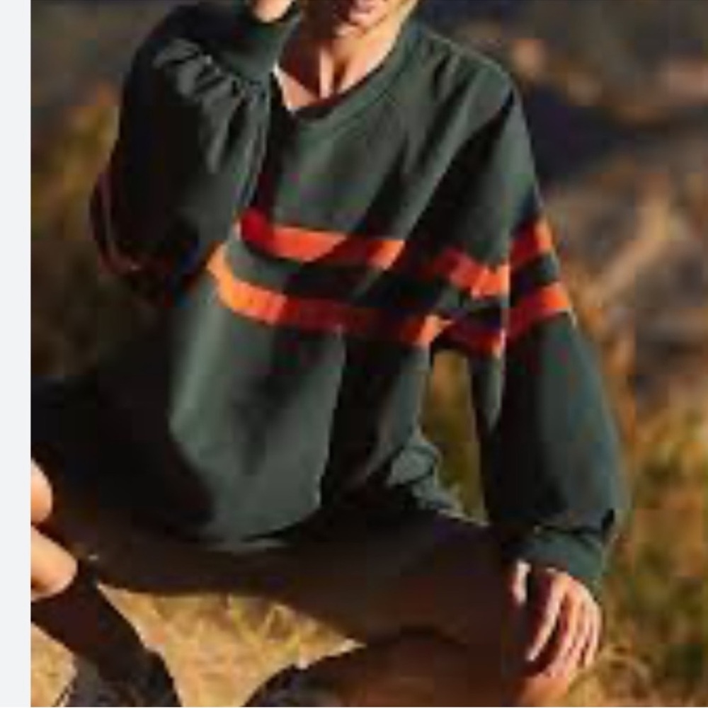 Free People Post Up Layer Pacific Green Oversized Sweatshirt Tunic Size Medium - Picture 2 of 14